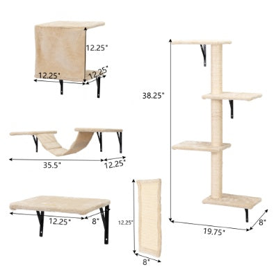 Wall Mounted Cat Climbing Frame Set