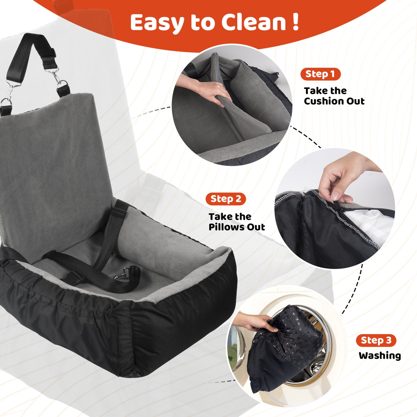 Dog Car Seat – Booster with Storage & Safety Leash