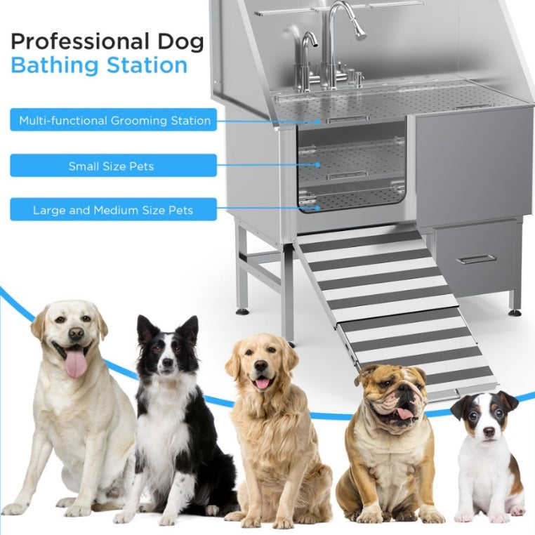 Stainless Steel Dog Bathing Table - Professional Grooming & Bathing Station for Pets