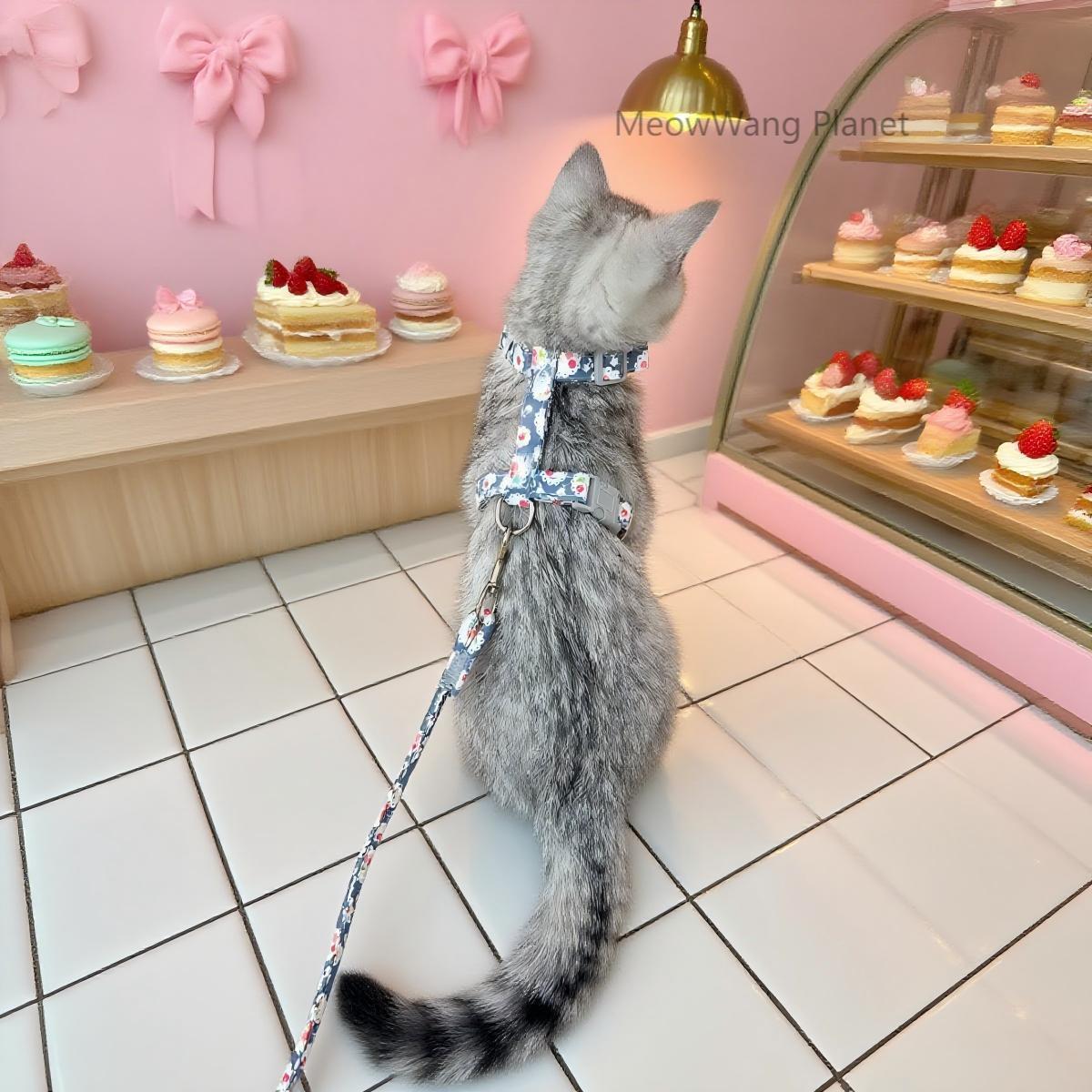 Japanese-Style Adjustable Pet Harness & Leash Set – Cats & Small Dogs